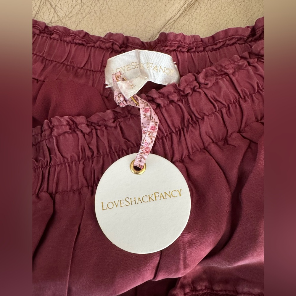 LOVESHACKFANCY RUFFLE MINI TIERED SKIRT OXBLOOD. Size XL. MSRP 275 - Picture 10 of 15